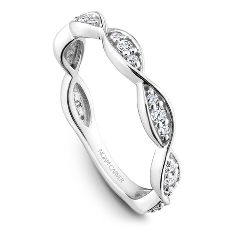 Noam Carver White Gold Pave Set Twist Shank Engagement Ring Setting (0.26 CTW)