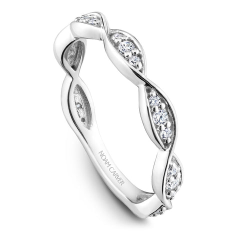 Noam Carver White Gold Oval Diamond Engagement Ring Setting with Pave Set Twist Shank (0.26 CTW)