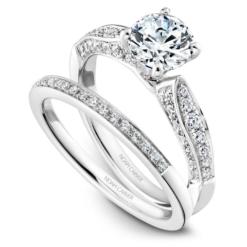 Noam Carver White Gold 3-sided Channel Set Diamond Engagement Ring Setting (0.55 CTW)