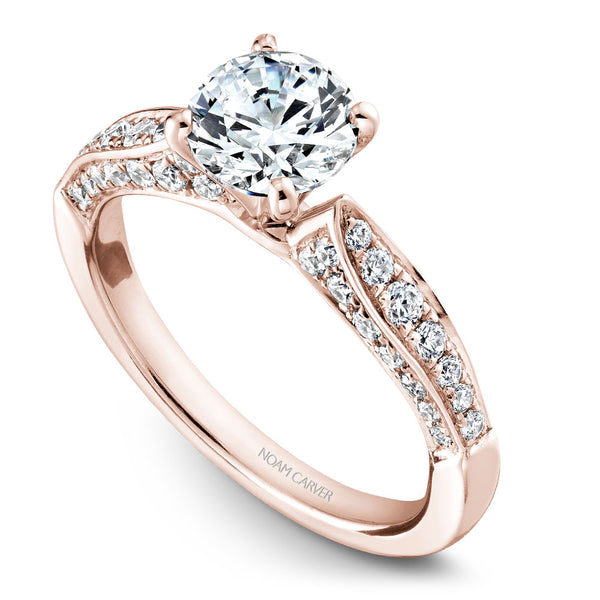 Noam Carver Rose Gold 3-sided Channel Set Diamond Engagement Ring Setting (0.55 CTW)