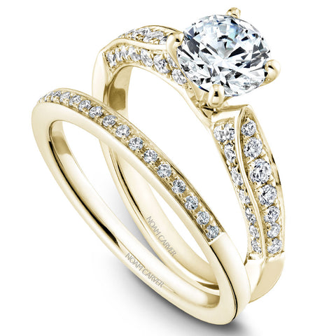 Noam Carver Yellow Gold 3-sided Channel Set Diamond Engagement Ring Setting (0.55 CTW)