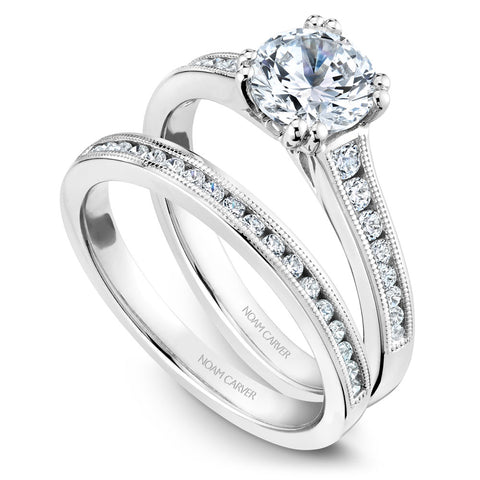 Noam Carver White Gold Channel Set Diamond Engagement Ring Setting (0.24 CTW)