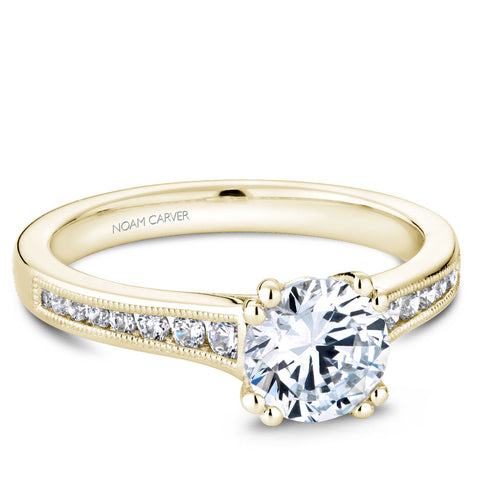 Noam Carver Yellow Gold Channel Set Diamond Engagement Ring Setting (0.24 CTW)