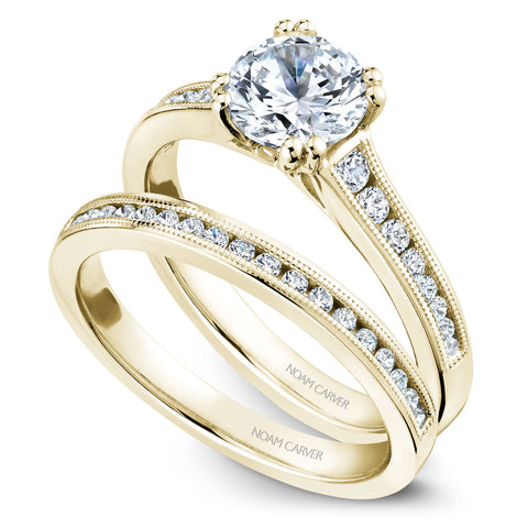 Noam Carver Yellow Gold Channel Set Diamond Engagement Ring Setting (0.24 CTW)