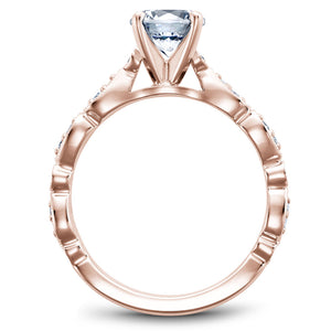 Noam Carver Rose Gold Engagement Ring Setting with Milgrain Pear and Dot (0.14 CTW)