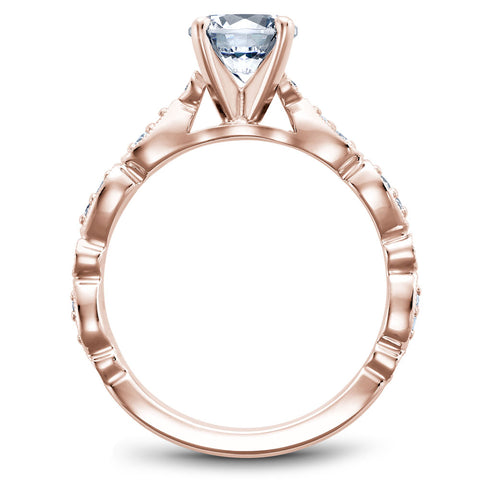 Noam Carver Rose Gold Engagement Ring with Milgrain Pear and Dot (0.14 CTW)