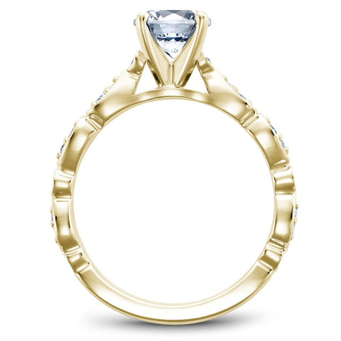 Noam Carver Yellow Gold Engagement Ring Setting with Milgrain Pear and Dot (0.14 CTW)