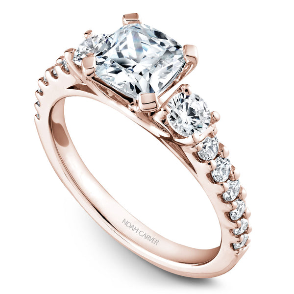 Noam Carver Rose Gold 3-Stone Diamond Engagement Ring Setting (0.70 CTW)