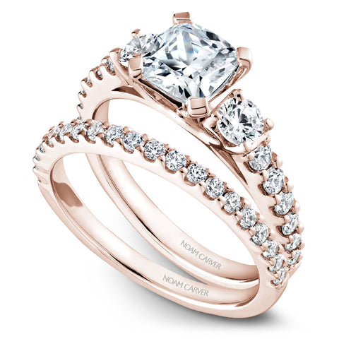 Noam Carver Rose Gold 3-Stone Diamond Engagement Ring (0.70 CTW)