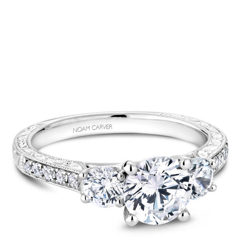Noam Carver White Gold 3-Stone Diamond Engagement Ring (0.66 CTW)