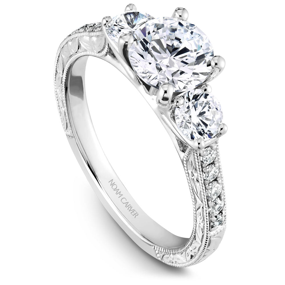Noam Carver White Gold 3-Stone Diamond Engagement Ring (0.66 CTW)