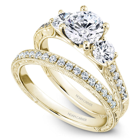 Noam Carver Yellow Gold 3-Stone Diamond Engagement Ring (0.66 CTW)
