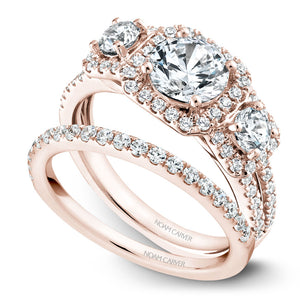 Noam Carver Rose Gold 3-Stone Diamond Engagement Ring Setting CTW)