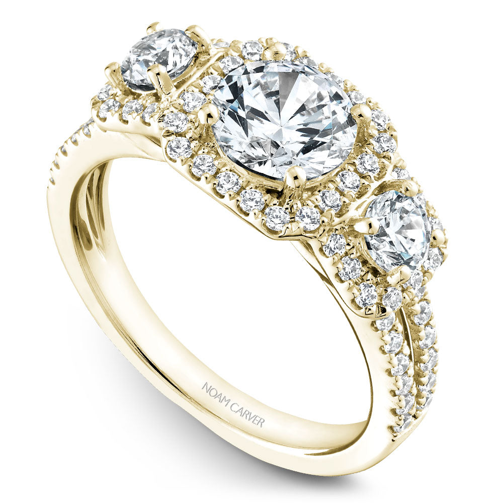 Noam Carver Yellow Gold 3-Stone Diamond Engagement Ring (0.85 CTW)