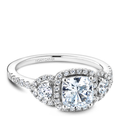 Noam Carver White Gold 3-Stone Diamond Engagement Ring (0.51 CTW)