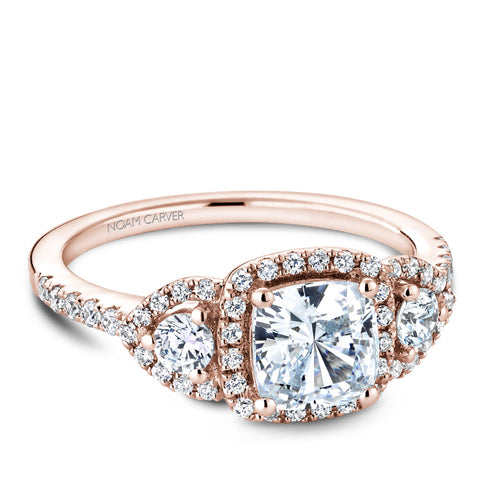 Noam Carver Rose Gold 3-Stone Diamond Engagement Ring (0.51 CTW)