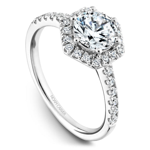 Noam Carver White Gold Diamond Engagement Ring Setting with Hexagonal Halo (0.38 CTW)