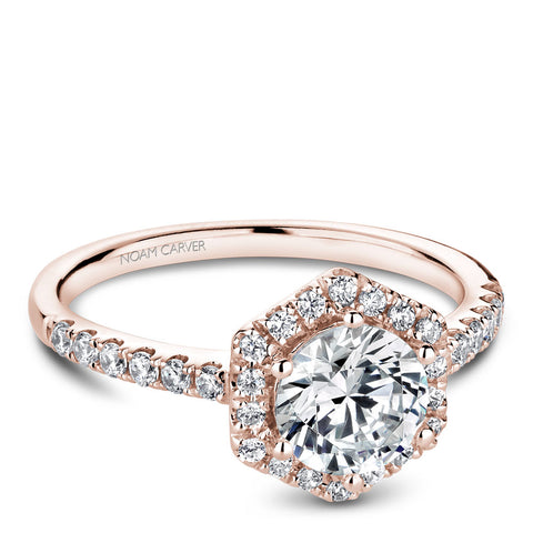 Noam Carver Rose Gold Diamond Engagement Ring Setting with Hexagonal Halo (0.38 CTW)