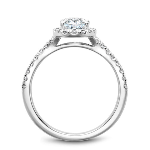 Noam Carver White Gold Split Shank Oval Diamond Engagement Ring Setting with Halo (0.55 CTW)