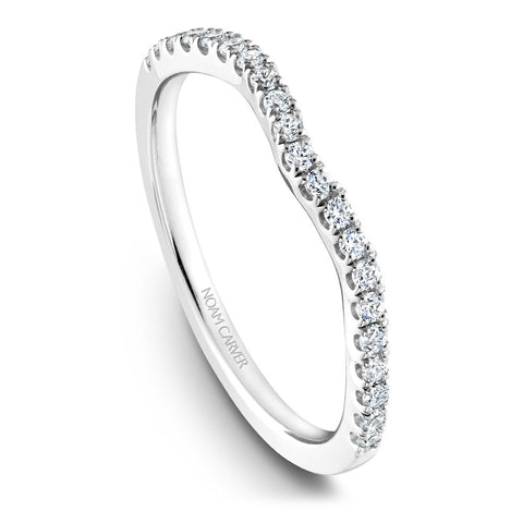 Noam Carver White Gold Split Shank Oval Diamond Engagement Ring Setting with Halo (0.55 CTW)