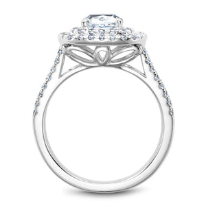 Noam Carver White Gold Split Shank Diamond Engagement Ring with Double Halo (0.74 CTW)