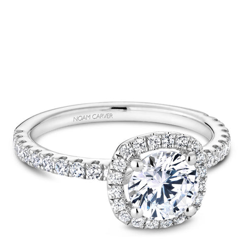 Noam Carver White Gold Diamond Engagement Ring Setting with Halo (0.47 CTW)