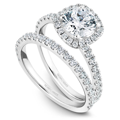 Noam Carver White Gold Diamond Engagement Ring Setting with Halo (0.47 CTW)