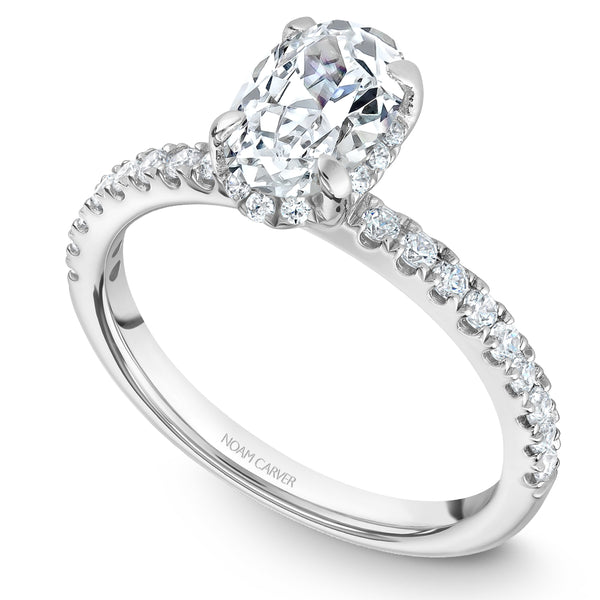 Noam Carver White Gold Diamond Engagement Ring Setting with Oval Center Stone (0.35 CTW)