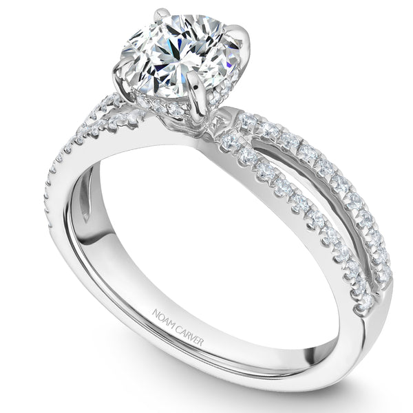 Noam Carver White Gold Split Shank Diamond Engagement Ring Setting (0.31 CTW)