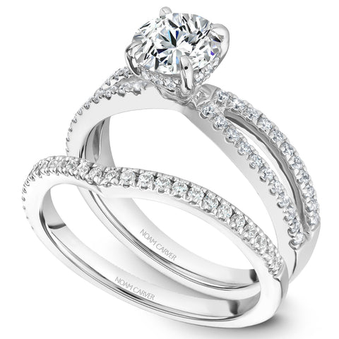 Noam Carver White Gold Split Shank Diamond Engagement Ring Setting (0.31 CTW)