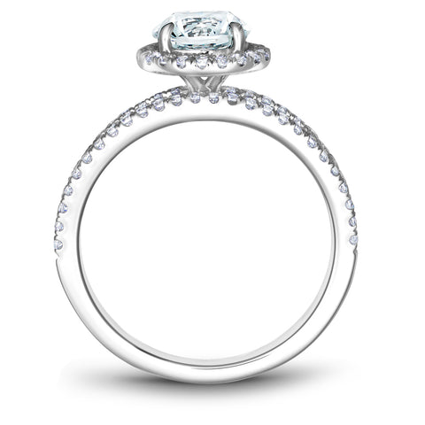 Noam Carver White Gold Split Shank Diamond Engagement Ring Setting with Halo (0.43 CTW)