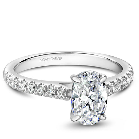 Noam Carver White Gold Diamond Engagement Ring Setting with Oval Center Stone (0.37 CTW)