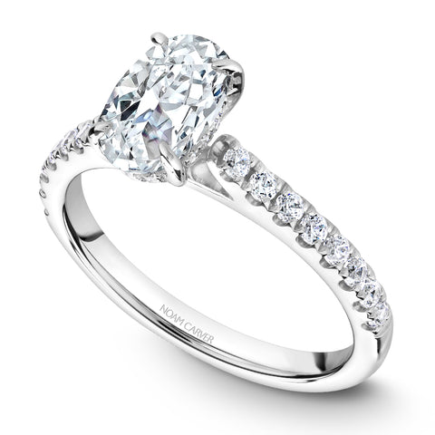 Noam Carver White Gold Diamond Engagement Ring Setting with Oval Center Stone (0.37 CTW)