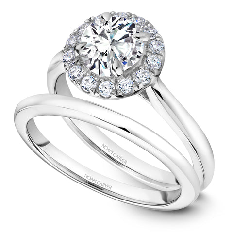 Noam Carver White Gold Engagement Ring Setting with Diamond Halo (0.27 CTW)