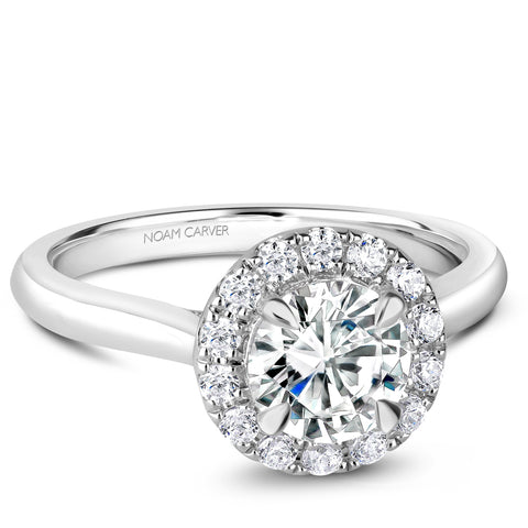 Noam Carver White Gold Engagement Ring Setting with Diamond Halo (0.27 CTW)