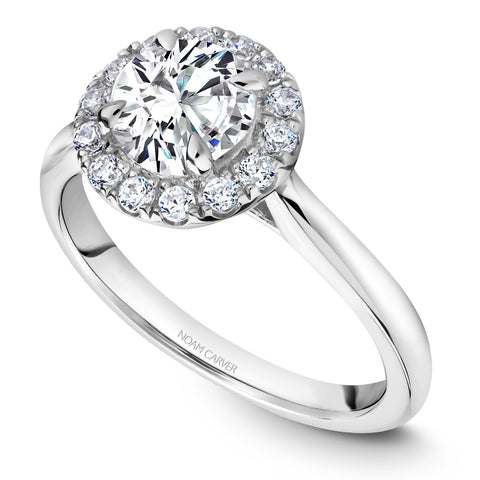 Noam Carver White Gold Engagement Ring Setting with Diamond Halo (0.27 CTW)