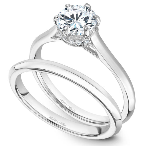 Noam Carver White Gold 6-Prong Solitaire Engagement Ring (0.07 CTW)