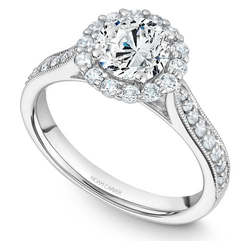 Noam Carver White Gold Floral Halo Diamond Engagement Ring Setting (0.48 CTW)