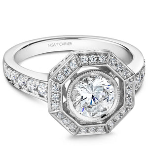 Noam Carver White Gold Octagonal Halo Diamond Engagement Ring (0.39 CTW)