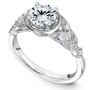 Noam Carver White Gold Milgrain Bezel Vintage Diamond Engagement Ring (0.15 CTW)