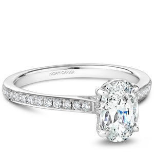 Noam Carver White Gold Channel Set Diamond Engagement Ring with Oval Center Stone (0.32 CTW)