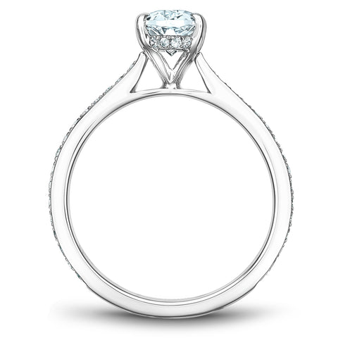 Noam Carver White Gold Channel Set Diamond Engagement Ring Setting with Oval Center Stone (0.32 CTW)