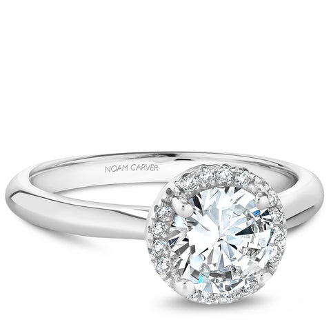 Noam Carver White Gold Engagement Ring Setting with Diamond Halo (0.08 CTW)