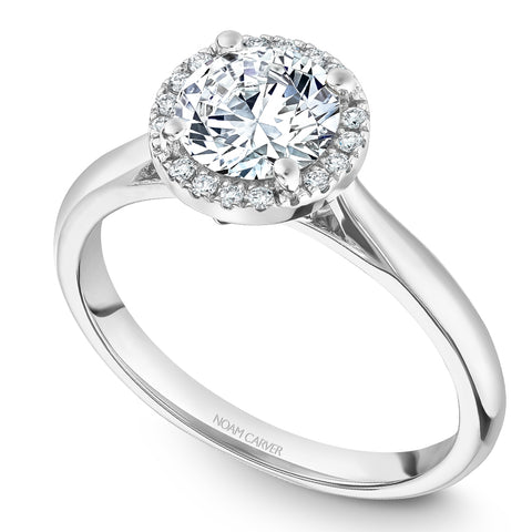 Noam Carver White Gold Engagement Ring Setting with Diamond Halo (0.08 CTW)