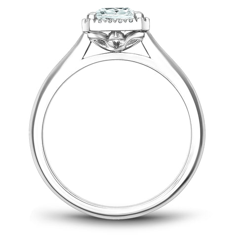 Noam Carver White Gold Princess Engagement Ring Setting with Diamond Halo (0.08 CTW)