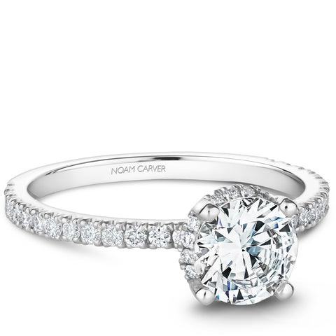 Noam Carver White Gold Diamond Engagement Ring Setting with Diamond Centerpiece (0.35 CTW)