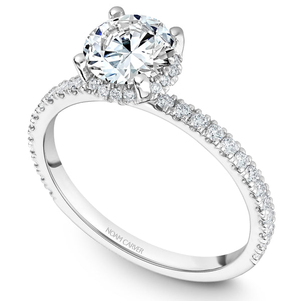 Noam Carver White Gold Diamond Engagement Ring Setting with Diamond Centerpiece (0.35 CTW)