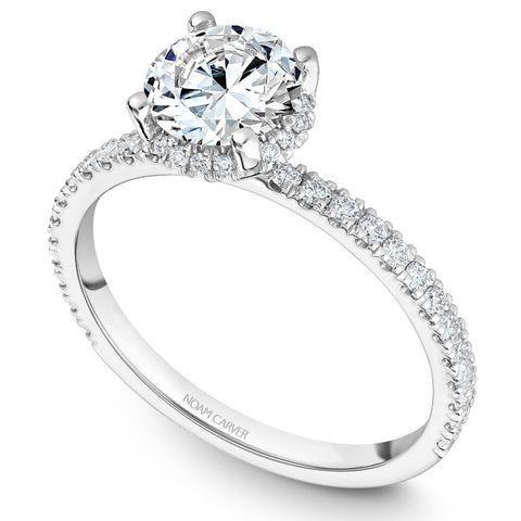 Noam Carver White Gold Diamond Engagement Ring with Diamond Centerpiece (0.35 CTW)