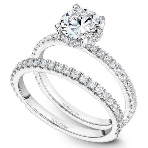 Noam Carver White Gold Diamond Engagement Ring with Diamond Centerpiece (0.35 CTW)