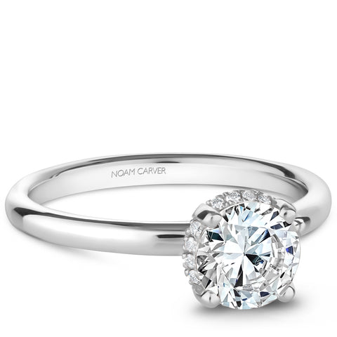 Noam Carver White Gold Solitaire Engagement Ring Setting with Diamond Centerpiece (0.06 CTW)